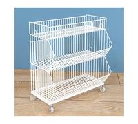 YKMYXZ, Grands paniers de Rangement en Fil métallique à 2, 3, 4 ou 5 Niveaux, étagères de supermarché Mobiles, présentoirs de Vente au détail(White,18.11x17.72x31.50in)