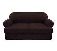 YKMYXZ， Housse de canapé en Polaire avec Coussin en T, 3 pièces, Housse de canapé Douce avec 2 Coussins individuels, Causeuse Marron, Taille XL