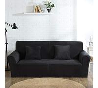 YKMYXZ， Housse de canapé en Velours épais for Salon, élastique, Universelle, Extensible, Gris Clair, 4 Places(Black,3 Seater 190 230cm)