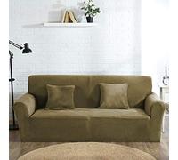 YKMYXZ， Housse de canapé en Velours épais for Salon, élastique, Universelle, Extensible, Gris Clair, 4 Places(Grey Green,4 Seater 235 310cm)
