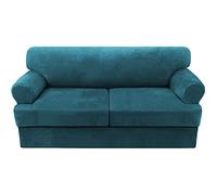YKMYXZ， Housse de canapé en Velours Extensible for canapé 3 Places, Housse de Protection en Velours Gris Lavable(Deep Teal,Large 2 Seater)