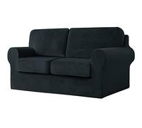 YKMYXZ, Housses de canapé en Velours Gris foncé avec élastique for Enfants, for canapé 2 Places(Black)