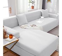 YKMYXZ， Housses de canapé sectionnelles imperméables et élastiques en Forme de L for canapés 2 Places et 3 Places(White,4 Seat(235~300cm))