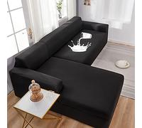 YKMYXZ, Housses de canapé sectionnelles imperméables et élastiques en Forme de L for canapés 2 Places et 3 Places(Black,L Shape:4 Seater+4 Seater)