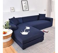 YKMYXZ, Housses de canapé sectionnelles imperméables et élastiques en Forme de L for canapés 2 Places et 3 Places(Navy,L Shape:4 Seater+4 Seater)