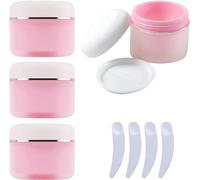 YKMYXZ, Lot de 4 Pots cosmétiques vides Transparents givrés en Plastique Rose de 50 g avec Couvercle à vis, récipient de 50 ML for lotions et crèmes(150ml)
