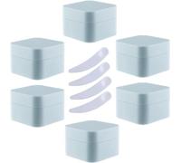YKMYXZ, Lot de 6 Pots à crème carrés en Plastique Bleu de 30 ML, Pots cosmétiques avec Doublure intérieure, for baume à lèvres, Lotion(Blauw,5ml)