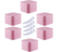 YKMYXZ, Lot de 6 Pots à crème carrés en Plastique Bleu de 30 ML, Pots cosmétiques avec Doublure intérieure, for baume à lèvres, Lotion(Roze,50ml)