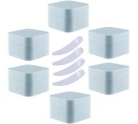 YKMYXZ, Lot de 6 Pots à crème carrés en Plastique Bleu de 30 ML, Pots cosmétiques avec Doublure intérieure, for baume à lèvres, Lotion(Blauw,20ml)