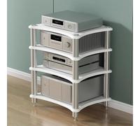 YKMYXZ, Meuble de Rangement for Lecteur de disques stéréo, étagères de Rangement for équipements Audio-vidéo domestiques, Design à Coins arrondis(White 4 Tier)