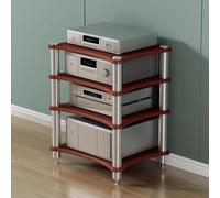 YKMYXZ， Meuble de Rangement for Lecteur de disques stéréo, étagères de Rangement for équipements Audio-vidéo domestiques, Design à Coins arrondis(Walnut 4 Tier)