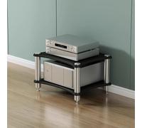 YKMYXZ， Meuble de Rangement for Lecteur de disques stéréo, étagères de Rangement for équipements Audio-vidéo domestiques, Design à Coins arrondis(Black 2 Tier)