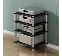 YKMYXZ, Meuble de Rangement for Lecteur de disques stéréo, étagères de Rangement for équipements Audio-vidéo domestiques, Design à Coins arrondis(Black 4 Tier)