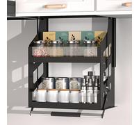 YKMYXZ, Organiseur d'armoire Rabattable, Panier à étagères relevables Robuste, Support à Vaisselle et à épices Suspendu Noir(D 20cm/7.9in,W 35cm/13.8in)