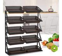 YKMYXZ, Organiseur de collations à 5 Niveaux for supermarché, 5/10 paniers for Cuisine, Bureau, Magasin, supermarché(Brown,Double)
