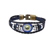 YKMYXZ, Paire de fermoirs Time Gems Bagua Yin Yang Bracelet en cuir en alliage