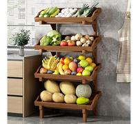 YKMYXZ, Panier de Rangement en Bois for Fruits et légumes, Amovible, avec Garde-Corps, for la Maison, la Cuisine ou Le Garde-Manger(B,(4 Tier) 66cm/26in W)