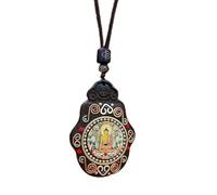 YKMYXZ, Pendentif Thangka du Népal for Homme, mère Verte, Manjushri, Bouddha en ébène, Collier rétro, chaîne en Laine, Pendentif, amulette féminine, Patron Porte-Bonheur(Ruyi Brand The Big)
