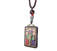 YKMYXZ, Pendentif Thangka du Népal for Homme, mère Verte, Manjushri, Bouddha en ébène, Collier rétro, chaîne en Laine, Pendentif, amulette féminine, Patron Porte-Bonheur(Nepal 0001 Elephant)