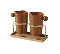 YKMYXZ, Porte-couteaux créatif et tendance avec support en métal, égouttoir à couverts et organiseur d'ustensiles(Bruin)