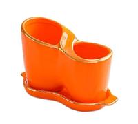 YKMYXZ, Porte-couteaux et ustensiles à 2 compartiments, rangement for ustensiles de cuisine, cuillère, baguettes, fourchette, égouttoir, bloc à couteaux(Orange)