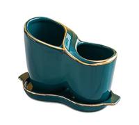 YKMYXZ, Porte-couteaux et ustensiles à 2 compartiments, rangement for ustensiles de cuisine, cuillère, baguettes, fourchette, égouttoir, bloc à couteaux(Green)