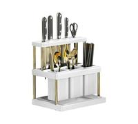 YKMYXZ, Porte-couteaux, porte-ustensiles de cuisine, égouttoir à couverts multifonction, gain de place(White)