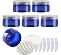 YKMYXZ, Pots à crème en Plastique Bleu de 100ml, Pots cosmétiques avec couvercles Transparents, conteneurs for Articles de Toilette, Paquet de 6(Blauw,100ml)