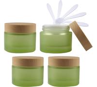 YKMYXZ, Pots cosmétiques vides en Verre Vert de 50ml, avec Couvercle à vis, Petits conteneurs de 50g, Pot de Stockage for Les cosmétiques de Voyage + 4 spatules, 4 pièces(50ml)