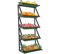 YKMYXZ, Présentoir à 5 Niveaux for paniers de Fruits et légumes, présentoir for Bonbons, Snacks, étagère de Rangement avec 5/10 paniers(Green,Single)