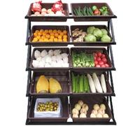YKMYXZ, Présentoir à 5 Niveaux for paniers de Fruits et légumes, présentoir for Bonbons, Snacks, étagère de Rangement avec 5/10 paniers(Brown,Double)