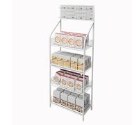 YKMYXZ, Présentoir à collations à 4 Niveaux avec 10 Crochets, étagères métalliques for Vente au détail, Chariot Organisateur(White)