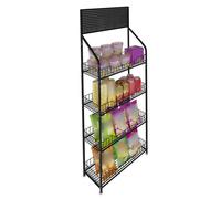 YKMYXZ, Présentoir à collations à 4 Niveaux avec 10 Crochets, étagères métalliques for Vente au détail, Chariot Organisateur(Black)