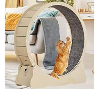 YKMYXZ, Roue d'exercice en Bois Naturel for Chats d'intérieur, verrou de sécurité, Tapis Roulant for Animaux de Compagnie(Brown,L)
