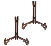 YKMYXZ supports pour assiettes, Lot de 2 présentoirs en bois massif, chevalet avec charnière, support pliable for assiettes et(9inch)