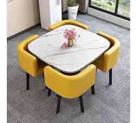 YKMYXZ Table de Bureau， Chaise for Salle de Bureau, Table de Formation carrée Moderne for Salle de conférence, Bureau Expresso avec 4 chaises de Bureau ergonomiques, Support Lombaire(Yellow)