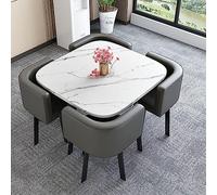 YKMYXZ Table de Bureau， Chaise for Salle de Bureau, Table de Formation carrée Moderne for Salle de conférence, Bureau Expresso avec 4 chaises de Bureau ergonomiques, Support Lombaire(Dark Gray)