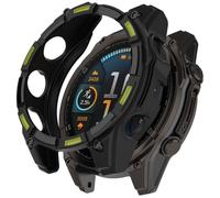 YKNIUFLY Coque Compatible avec Garmin Fenix 8 47mm Solar, TPU Silicone Souple, Demi-Pack de Protection, Montre Étui Compatible avec Garmin Fenix 8 47mm Solar.(Noir Vert)