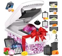 YKNIUFLY Coupe Légumes Multifonctions et Mandoline 15 en 1, coupe-cubes julienne, coupe-oignons salade, râpe légumes fromage avec bac, pour pommes de terre concombre fruit, accessoire cuisine.