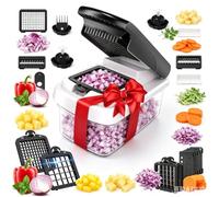 YKNIUFLY Coupe Légumes Multifonctions et Mandoline 15 en 1, coupe-cubes julienne, coupe-oignons salade, râpe légumes fromage avec bac, pour pommes de terre concombre fruit, accessoire cuisine.