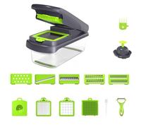 YKNIUFLY Coupe Légumes Multifonctions et Mandoline 15 en 1, coupe-cubes julienne, coupe-oignons salade, râpe légumes fromage avec bac, pour pommes de terre concombre fruit, accessoire cuisine.