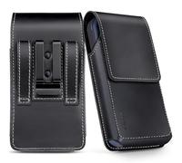 ykooe Étui de téléphone en cuir véritable pour tous les iPhone Pro Max Plus (15, 14, 13), Galaxy S24 Plus, S23 Plus avec clip de ceinture (convient à l'étui Otterbox Commuter), noir - XL