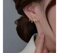 Ykop Boucles d'oreilles À Quatre Griffes Boucles d'oreilles en Or À La Mode Rétro Boucles d'oreilles en Strass De Luxe Boucles d'oreilles en Zircon Brillant pour Femmes