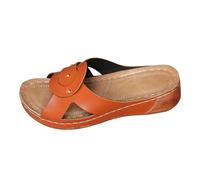 YKPAVV Chaussures de moins de 5 ans pour femme - Sandales rétro confortables pour femme - Bout ouvert - Talon confortable - Chaussures diabétiques pour femme, marron, 39 EU