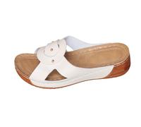 YKPAVV Chaussures de moins de 5 ans pour femme - Sandales rétro confortables pour femme - Bout ouvert - Talon confortable - Chaussures diabétiques pour femme, Blanc., 42 EU