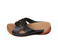 YKPAVV Chaussures de moins de 5 ans pour femme - Sandales rétro confortables pour femme - Bout ouvert - Talon confortable - Chaussures diabétiques pour femme, Noir , 42 EU