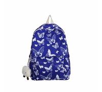 YKPAVV Roll Top Back Sac à dos d'écolier pour femme, papillon mignon, sac à livres, sac d'école avec accessoires mignons, sac à dos esthétique pour adolescents, filles et hommes, bleu, Taille unique