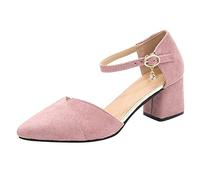 YKPAVV Sandales d'été à talons hauts pour femme - Chaussures d'été ouvertes - Escarpins élégants - Sandales à talons - Sandales de danse - Longue position debout - Large pied, Rose, 40 EU