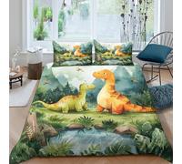 YKSDLFDUI 3D, Imprimé Dinosaures Ensemble De Literie avec Microfibre Super Douce Et Respirante Housses De Couettes 3 Pièces Et Taie d'oreiller Double（200x200cm）