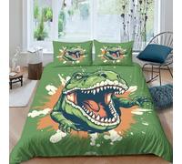 YKSDLFDUI 3D, Imprimé Dinosaures Literie en Microfibre Super Douce Et Respirante Housse De Couette 3 Pièces Et Taie d'oreiller Double（200x200cm）